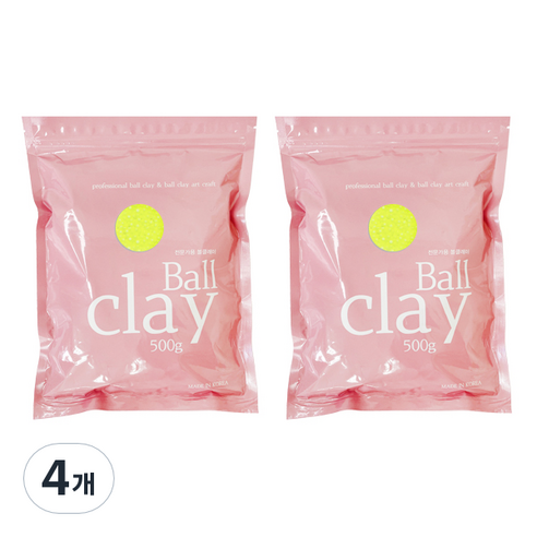 전문가용 볼클레이 500g, 4개, 형광노랑