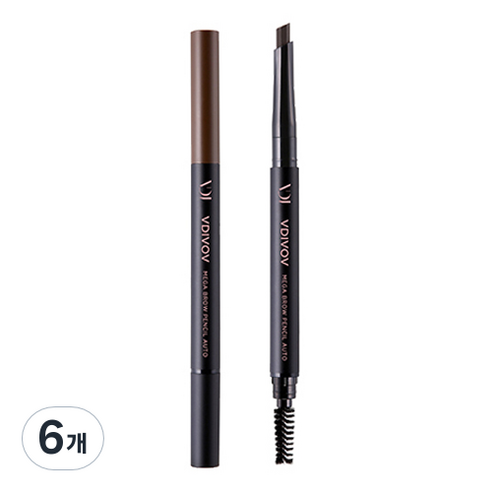 비디보브 메가 브로우 펜슬 오토 0.35g, 3호 다크 브라운, 6개