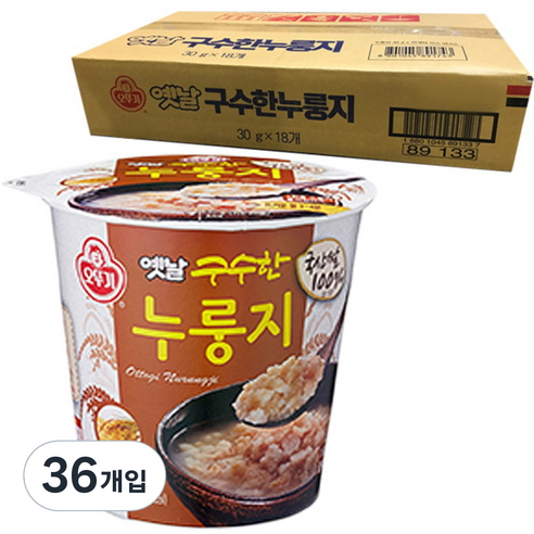 오뚜기 옛날구수한누룽지 컵, 30g, 36개입