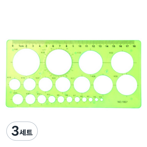 마다꾸미 컬러 도형 원형자, 03 그린(원형자), 3세트
