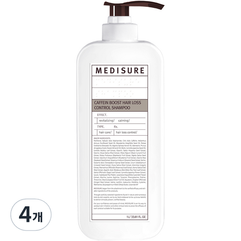 메디슈어 카페인 부스트 탈모 샴푸, 4개, 1000ml