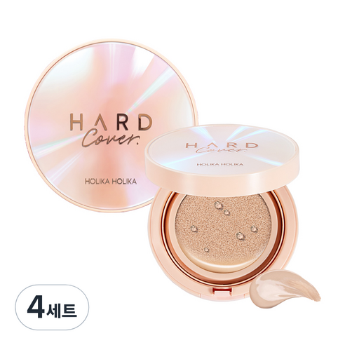 홀리카홀리카 하드커버 글로우 EX 쿠션 파운데이션 본품 14g + 리필 14g 세트, 03 샌드 아이보리, 4세트