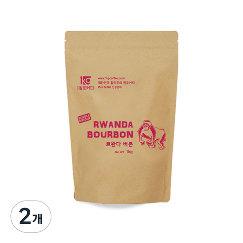 1킬로커피 싱글오리진 르완다 버본, 홀빈(분쇄안함), 1kg, 2개