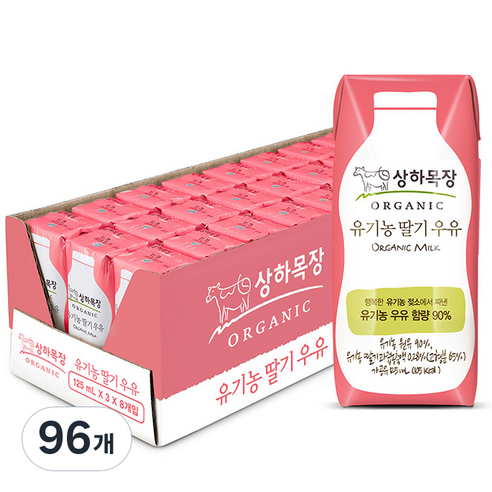 상하목장 유기농 딸기우유, 125ml, 96개