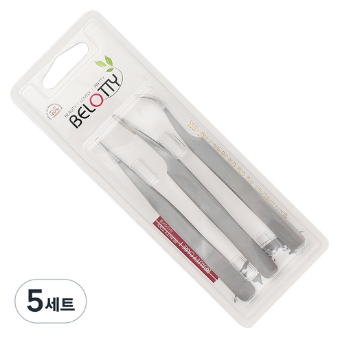 벨로티 스테인리스 스틸 고급 정밀 족집게 3종, 5세트