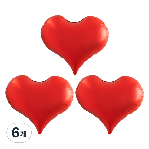 조이파티 은박풍선 통통하트 52cm, 레드, 6개