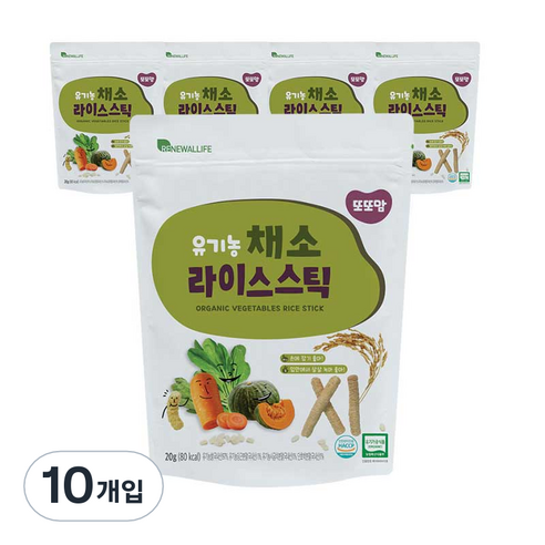 또또맘 유기농 채소 라이스스틱 20g, 10개