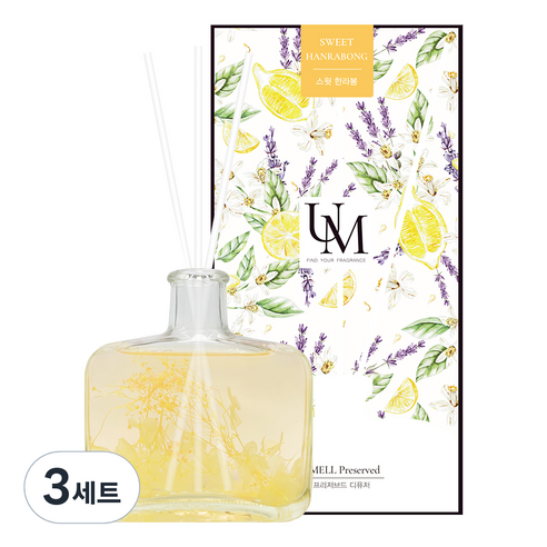 유멜 프리저브드 디퓨저 + 화이트 섬유스틱 3p, 스윗한라봉, 200ml, 3세트