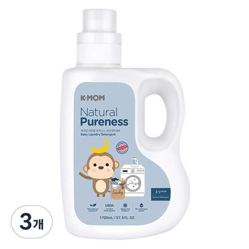 케이맘 유아세탁세제 용기형, 1.7L, 3개