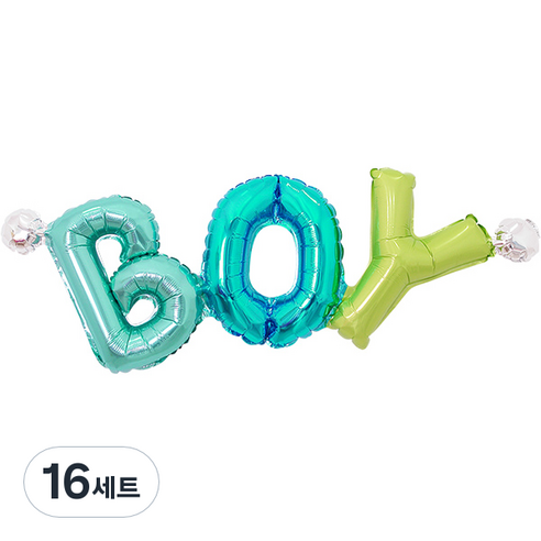 파티팡 이니셜은박풍선 BOY, 혼합 색상, 16세트