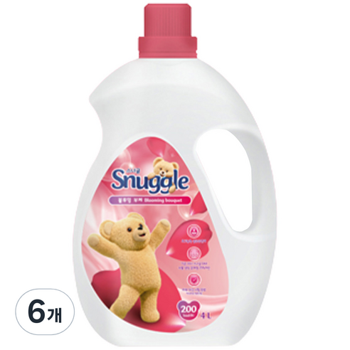 스너글 초고농축 섬유유연제 블루밍 부케 본품, 4L, 6개