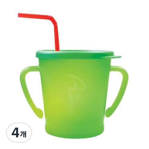 아가프라 유아용 매직 빨대컵 300ml, 4개, 그린