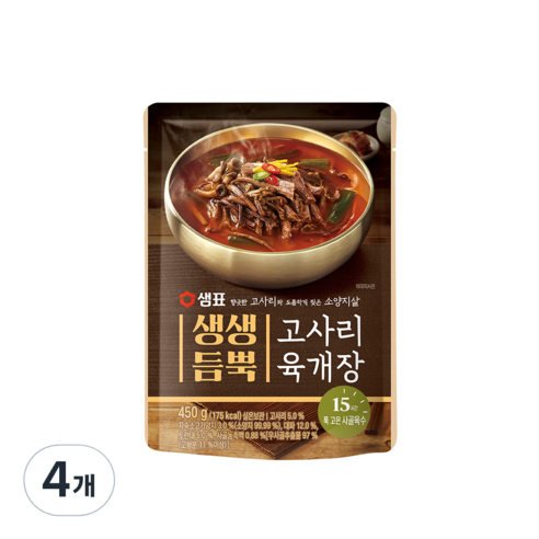 샘표 생생듬뿍 고사리 육개장, 450g, 4개
