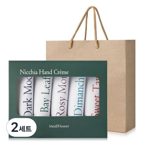 메디플라워 니치아 핸드크림 5종 선물세트 + 쇼핑백, 250g, 2개