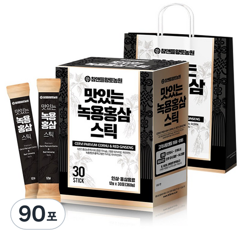 참앤들황토농원 맛있는 녹용홍삼 스틱 + 쇼핑백, 360g, 3박스