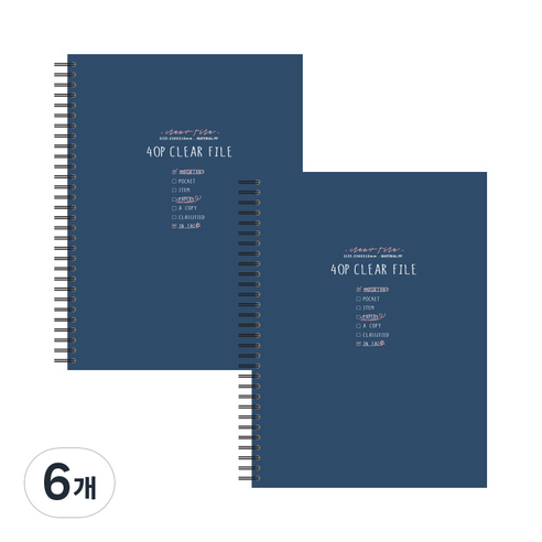 톡톡팬시 A4 스프링 클리어 파일 40p, 네이비, 6개