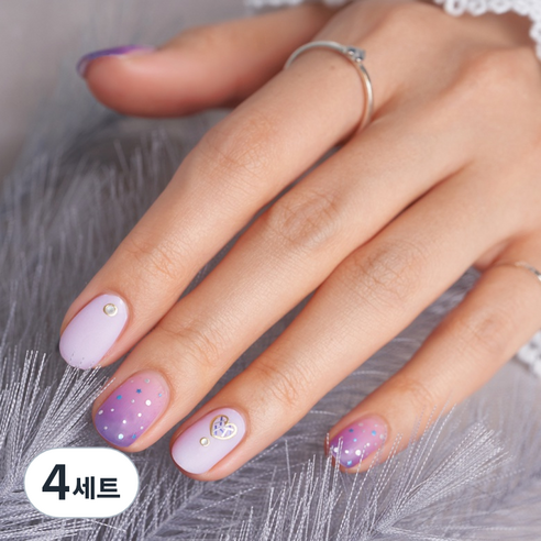 넬로 팔레트 젤 네일 스티커, 트윙클퍼플, 4세트
