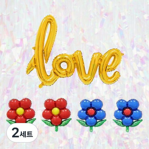 마켓감성 홀로그램 커튼 꽃 러브 세트, 타입 6, 2세트