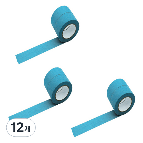 만들하비 컬러 종이 마스킹 테이프 1cm x 13m, 라이트블루, 12개