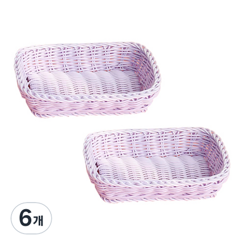 파스텔톤 소품 보관함 미니 바스켓, 퍼플, 6개