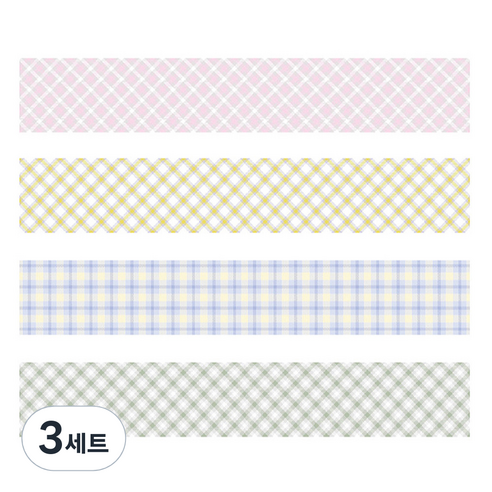 마켓A 플레이드 종이 마스킹테이프 2cm x 2m 4종 세트, TYPE1, 3세트