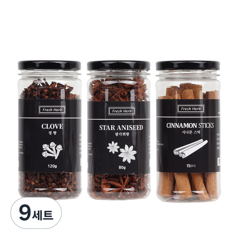 신선약초 뱅쇼만들기세트 시나몬스틱 15p + 팔각회향 80g + 정향 120g, 320g, 9세트