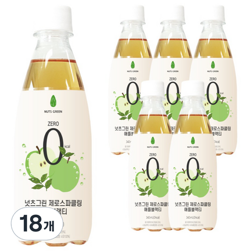 넛츠그린 제로스파클링 애플블랙티, 340ml, 18개