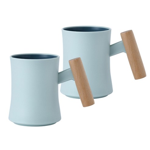 모나코올리브 우든손잡이 파스텔 양치컵, 인디고블루, 2개