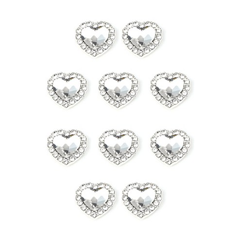 마켓감성 대용량 셀프 웨딩 클리어 큐빅 스톤 네일 크리스탈브로치파츠, 하트, 10개