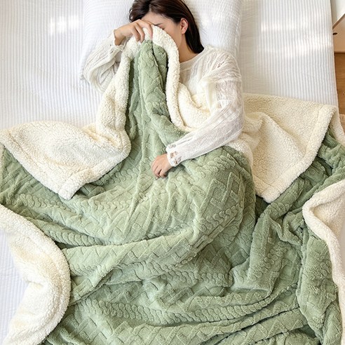 메이크포 L사이즈 극세사 양털 캠핑 소파 무릎 담요, 1개, 그린