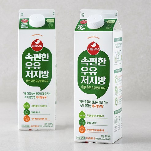 서울우유 속편한 우유 저지방, 900ml, 2개