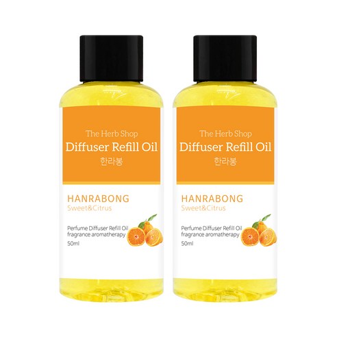 더허브샵 차량용 디퓨저 리필오일 50ml, 2개, 한라봉