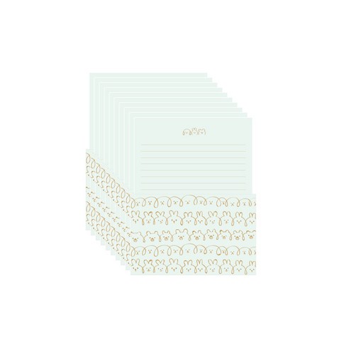 톡톡팬시 금박 패턴 편지지 4p + 봉투 2p 세트, 민트, 10세트
