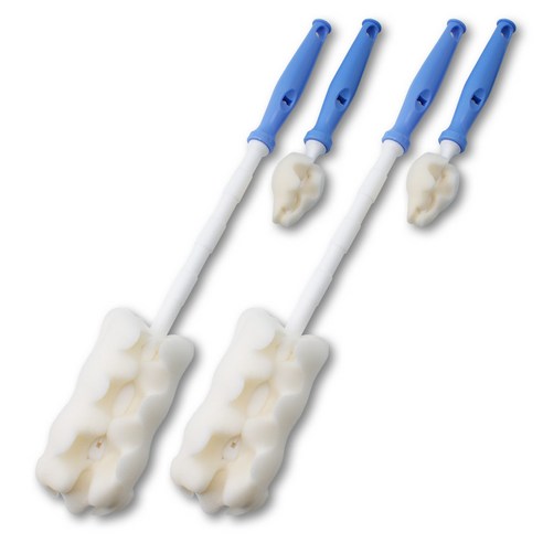 베이비베어 엠보 일자 젖병솔 + 젖꼭지솔 세트, 블루, 2세트