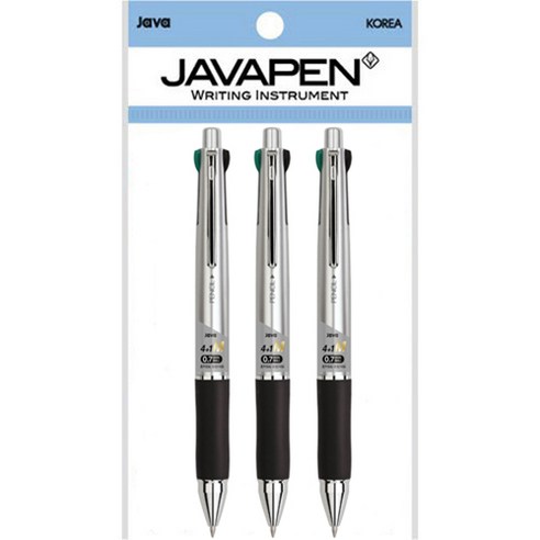 자바펜 제트4+1M 멀티펜 0.7mm, 메탈실버, 3개