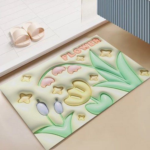 BRINCH 빨아쓰는 3D 입체 디자인 규조토 논슬립 발매트, 타입5901-26