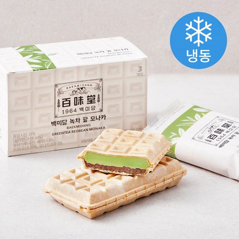 백미당 녹차 팥 모나카 아이스크림 (냉동), 140ml, 3개입, 1개