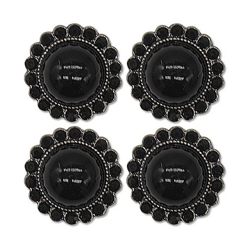 미니 큐빅 진주 보석 단추 블랙스완 15mm, 4개, 흑니켈블랙