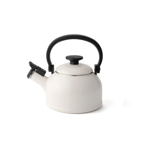 에지리 샤틴법랑 휘슬 주전자, 1.6L, 화이트