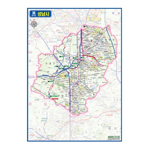 지도닷컴 경기도 성남시 관내지도 150 x 210 cm, 1개