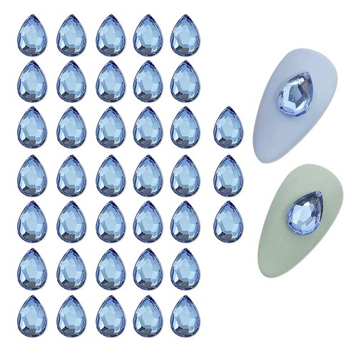 메이브라운 대용량 물방울스톤 네일파츠 7x10mm 40p, 유니크블루, 1개