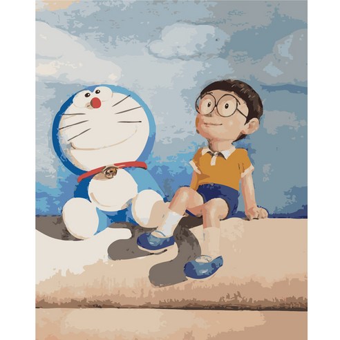 순잠 깜찍 모던 수채화 유채화 개릭터 그림그리기 DIY 세트 40 x 50 x 1.6 cm, 28 냥이의 하나뿐인 단짝친구, 1개