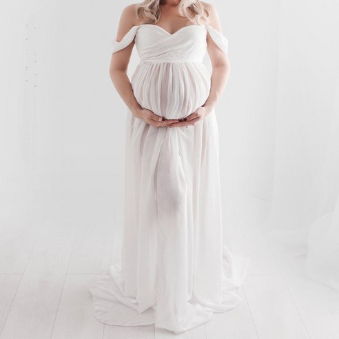 "인생 만삭 사진, 이 원피스 하나로 완성! ✨ 여신 분위기 쉬폰 오프숄더 롱원피스 후기" 만삭드레스