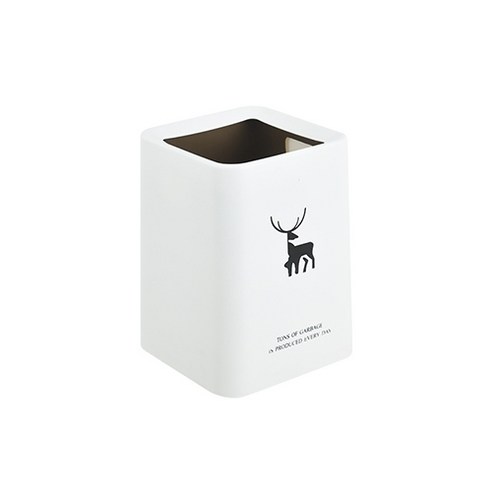 스타 모던스타일 심플 휴지통 8L, 화이트(휴지통), 블랙 사슴(로고), 1개
