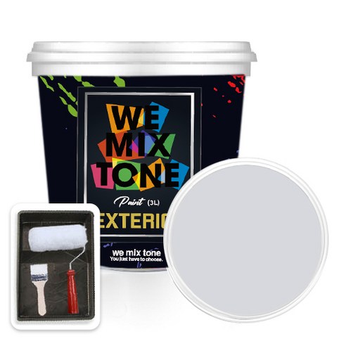 WEMIXTONE 외부용 EXTERIOR 페인트 3L + 붓 + 로울러 + 트레이 세트, WMT0253P01(페인트), 1개