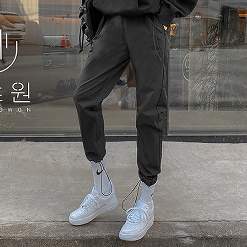 여성용 밴딩 밑단 스트링 조거팬츠