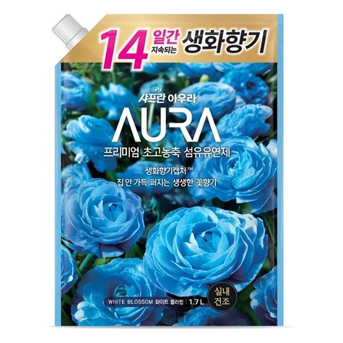 아우라 프리미엄 초고농축 섬유유연제 화이트블러썸 리필, 1.7L, 1개