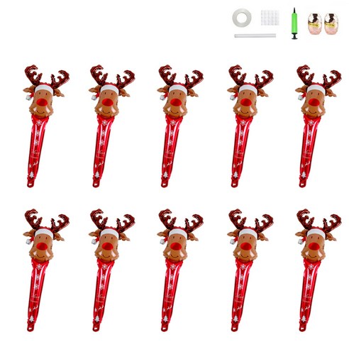 미니띠네 크리스마스 사슴 스틱 지팡이 파티 풍선, 혼합색상, 10개