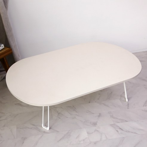 트리팜 LPM 오브제 타원형 하이엔드 접이식테이블 특대형 1200 x 800 mm, 베이지 무광