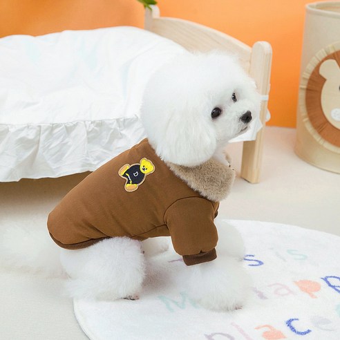 파스텔펫 반려동물 테디베어 퍼카라 털안감 패딩, 브라운